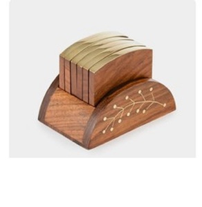 Posavasos de madera de mango con soporte, utensilios de cocina, posavasos, vajilla, mesa hecha a mano, posavasos de té de madera - Product Image 5