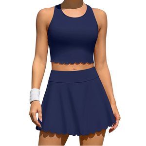 Ensemble jupe de tennis deux pièces personnalisée pour femme - Jupe de yoga fitness taille haute et soutien-gorge de sport respirant, sans couture et à séchage rapide - Product Image 5