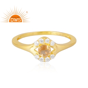 แหวนพลอย925ชุบทอง18K จากธรรมชาติ CZ & ซิทรีนเครื่องประดับแบบละเอียด - Product Image 3