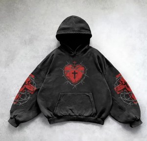 Custom Vintage Jogging Set Zip up Acid Wash Chándal Sudadera con capucha y pierna recta pantalones de chándal acampanados Chándal para hombres - Product Image 5