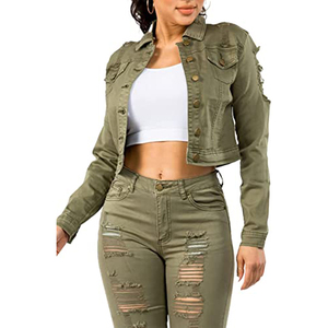 Veste en jean boutonnée extensible personnalisée OEM, veste en jean courte de haute qualité pour femme 2026 - Product Image 1