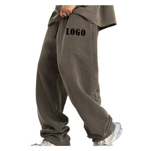 Everyday Cozy Polyester Mid Sweatpants Men Classic Casual Style Vintage Embroidered Jogging Home Relaxation <b>Elastic</b> OEM Service - Product Image 1