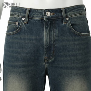 Jeans baggy en denim léger de style streetwear hip-hop pour hommes, taille mi-haute, séchage rapide, lavage clair - Product Image 4