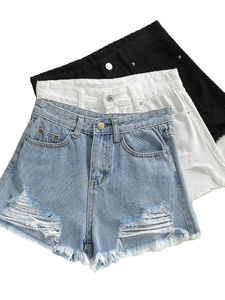 Nuevos pantalones cortos para mujer, pantalones vaqueros deportivos informales de cintura alta, pantalones cortos transpirables de mezclilla holgados, cintura elástica, patrón caliente, estilo de pierna de verano - Product Image 3