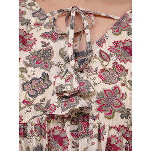 Tuniche a V in Cotone Beige Stampato con Balze per Donna, Eleganti e Casual per il Giorno o il Club, Design Personalizzato <span class=keywords><strong>Taglie</strong></span> <span class=keywords><strong>Forti</strong></span> con Caratteristica Traspirante - Product Image 6