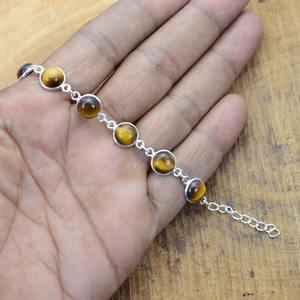 Pulsera de piedras preciosas de ojo de tigre de Plata de Ley 925 estilo bohemio, pulsera de plata hecha a mano, joyería para mujer, regalo de boda para - Product Image 4