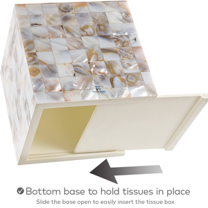 Vente en gros de couverture de boîte à mouchoirs Support de boîte à mouchoirs carré décoratif pour salle de bain fini en belle coquille de nacre - Product Image 2