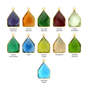 Green Quartz <b>Kite</b> Shape Pendant Faceted Gemstone Gold Electroplated Charm for Necklace Making, Handmade Bezel Jewelry - Product Image 5