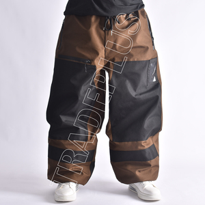 Pantalones de esquí impermeables para hombre, estilo holgado, con bloques de color marrón y negro, de poliéster y nailon, con cierre de cremallera, para uso exterior de adultos. - Product Image 6