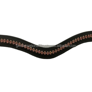 1 rangée de cristaux roses étincelants, strass incrustés, chaîne vide en cuir, bracelet de sourcil de cheval avec bouton-pression pour boucles - Product Image 1