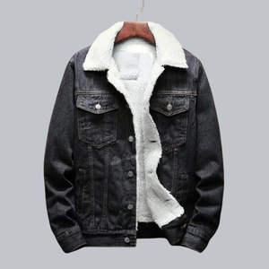 High Quality Winter Thicker <b>Jean</b> Jacket With Fur Winter Design Varsity Jacket for men Fur <b>Lined</b> Denim Jackets With - Product Image 5