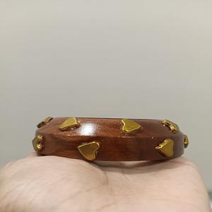 Intricate Heart Shaped Brass <b>Charms</b> Women's Sheesham Wood Fashion <b>Bangles</b> Protective Special Coating for Enhanced Durability - Product Image 1