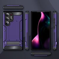 Étui de téléphone portable universel robuste en TPU+PC ergonomique, léger (0,06 kg), avec support métallique et design antichoc pour S24/23/22
