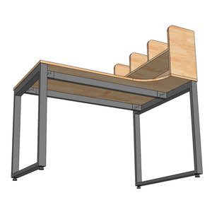 Modern Rubber Wood Computer <b>Table</b> with Iron Legs & Integrated Bookshelf Easy Assembly BD68097 - Product Image 6