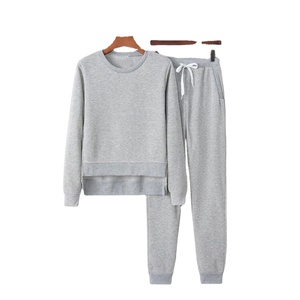 Women Casual Tracksuit <b>Set</b> Two Piece Crop <b>Top</b> & Pants Solid Sport Sweatshirt <b>Trousers</b> <b>Set</b> Custom OEM - Product Image 1