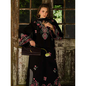 Conjunto de 3 Piezas para Mujer, Estilo Étnico, Transpirable, Camisa Bordada de Cuello Alto hasta el Tobillo, Dupatta Bordada en Tela Khaddi, Anarkali - Product Image 4