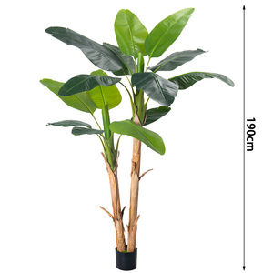 ต้นกล้วยปลอมพร้อมกระถาง ต้นกล้วยเทียมสูง ต้นไม้ประดับพื้นปลอม 3 กิ่ง สำหรับตกแต่งบ้านและสำนักงาน - Product Image 3