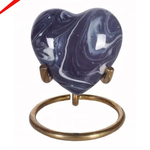 Urnas de recuerdo en forma de corazón de metal azul de aspecto increíble para suministros funerarios - Product Image 5