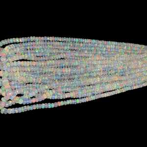 Perles rondes à facettes en opale éthiopienne blanche naturelle 3-5mm pour la fabrication de bijoux perles en vrac en gros - Product Image 2