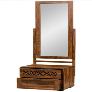 Tocador de madera maciza elegante y funcional con espejo ajustable acabado mate miel para dormitorio o sala de estar apartamento - Product Image 3