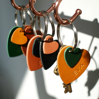 Porte-clés coeur personnalisé fait main véritable Porte-clés cuir Saffiano tendance Porte-clés coeur personnalisé en boîte