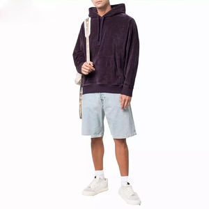 Sweat à capuche en velours de haute qualité pour hommes Sweat-shirt d'hiver épais avec capuche en tissu velours à motif solide - Product Image 1