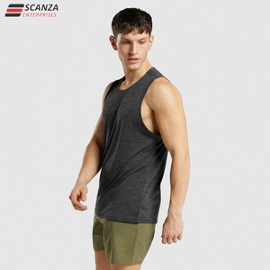 Camiseta sin mangas de gimnasio de fibra de bambú y algodón personalizada del fabricante para hombre, estampado informal, musculación, sisas, culturismo, bordado de punto - Product Image 3