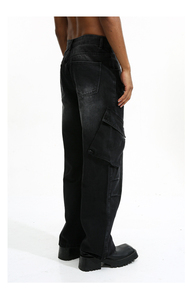 กางเกงยีนส์คาร์โก้ผู้ชายสไตล์ไฮสตรีทปรับแต่งได้กระเป๋าข้างซักได้ระบายอากาศได้ดีสำหรับฤดูใบไม้ผลิฤดูร้อนฤดูใบไม้ร่วงฤดูหนาว - Product Image 4