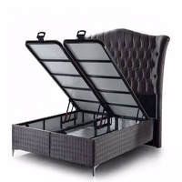 Lit d'Hôtel Européen Moderne Derniers Designs de Lits Doubles en Bois Massif Style Doux Européen