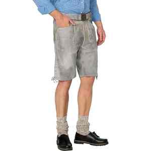 2025 bavarois Oktoberfest hommes en cuir véritable Lederhosen gris clair respirant été-amical le plus populaire Antique allemand - Product Image 3