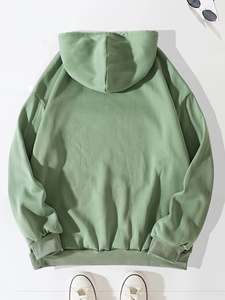 Sudadera con Capucha Personalizada para Hombre, 100% Algodón, Gruesa, de Lujo, Color Verde Sólido, Sudadera Informal Extra Grande de Felpa 100% Algodón - Product Image 2