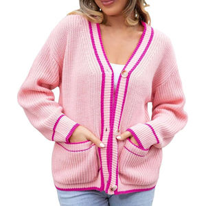 Suéter rosa suave con colores personalizados y suéter de cárdigan de punto bordado para suéter informal de fraternidad de hermandad universitaria - Product Image 2