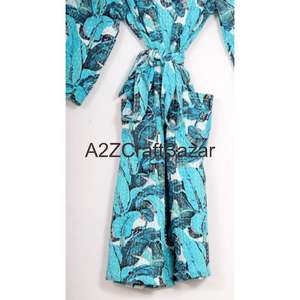 Bata de Dormir para Mujer, Hecha a Mano, Acolchada con Kantha, de Algodón Transpirable, con Estampado Floral, Manga Larga y Cierre con Cordón - Product Image 6