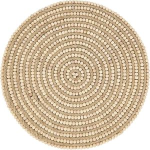 Jute & Wooden <b>Beads</b> Rounded <b>Placemat</b> American Design Tableware Decorative Mat & Pads for Parties Eco-Friendly Natural Look - Product Image 1