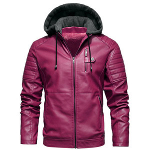 Vente en gros Manteau d'hiver pour hommes Veste d'hiver à capuche tendance en cuir PU Manteau pour hommes Blouson aviateur - Product Image 3