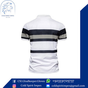 Piqué de performance décontracté pour hommes pour polo respirant à manches courtes rayé revers t-shirts en gros motif de blocs de couleur - Product Image 4