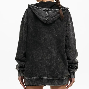 Sweat à capuche en toile sur mesure pour femmes avec logo avant d'hiver respirant écologique noir - Product Image 2