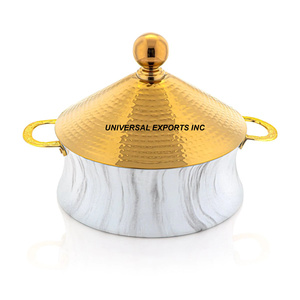 Marmite isolée en métal fini argent mat pour garder les aliments au chaud dernière arrivée concepteur fait à la main nouveau chauffe-aliments en métal - Product Image 4