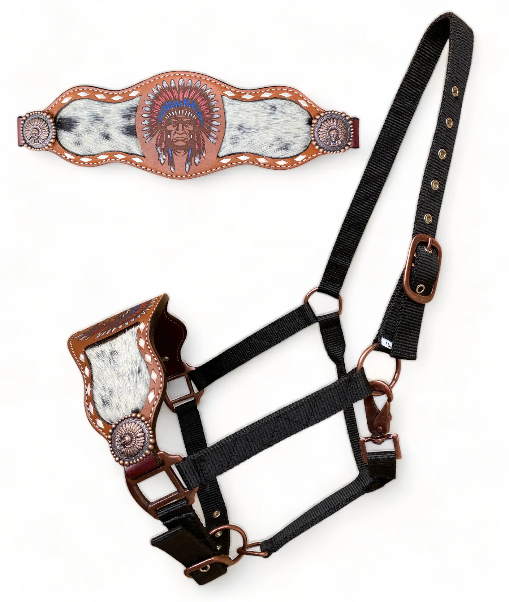 Western Equestrian Argentinian Cow Leather Horse Bronc Halter Hand Engraved Red Chief Conchos From Wholesale Custom Manufacturer