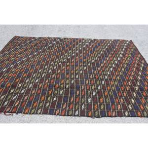 Tapis en laine turque de Style ethnique vintage 6ft X 9ft Patchwork motif tissage plat support en Latex pour décor de salon pour les adolescents - Product Image 3