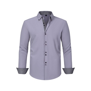Haute qualité populaire chemise d'affaires hommes mode couleur unie à manches longues chemise décontractée hommes usine en gros hommes chemise formelle - Product Image 4