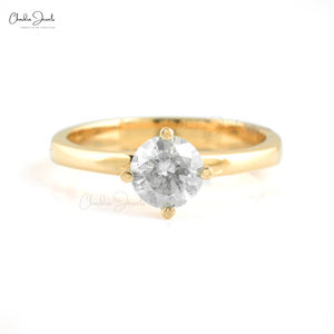 Artículos de Venta Caliente Anillo Solitario Clásico de Diamante Blanco Certificado por IGI de 5.71x5.67mm en Oro Amarillo de 14k Anillo de Compromiso - Product Image 1