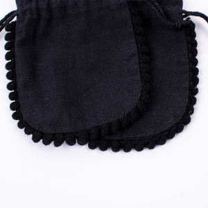 Bolsa de Regalo para Joyería, Collar y Pendientes, de Terciopelo Negro Indio, con Cordón, Hecha a Mano, Vintage, de 4x5 Pulgadas, con Logotipo Personalizado - Product Image 2