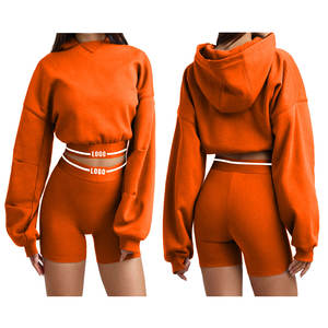 Ensemble de sweat à capuche et de shorts d'entraînement confortables et élégants à manches longues pour femmes, parfait pour la salle de sport, le yoga et les vêtements décontractés pour femmes - Product Image 2
