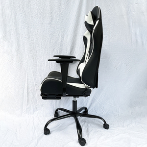 7188 Black White PU Leather <b>Gaming</b> Chair Cooling Extendable Foldable Massage Features Steel Frame Adjustable Armrest for Home - Product Image 5