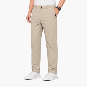 Pantalones de Seda Color Caqui Claro para Hombre, Corte Recto y Ajustado, Talla 28, Marca Old Money KRAAEVV LLC - Product Image 3