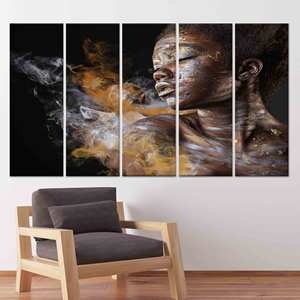 Toile imprimée : Décoration murale élégante avec motif femme africaine, toile enveloppée 5P - Product Image 1