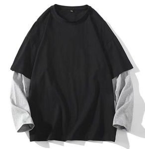 Camisetas de Manga Larga Unisex de Estilo Nuevo, Talla Grande, Doble Capa, 100% Algodón, Lisas, Gruesas, con Hombros Caídos para Hombre - Product Image 4