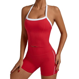 Conjuntos de Yoga de 2 Piezas OEM/ODM al por Mayor, Conjunto Deportivo con Logotipo Personalizado, Ropa Deportiva para Mujer, Traje de Gimnasio de Manga Corta - Product Image 2