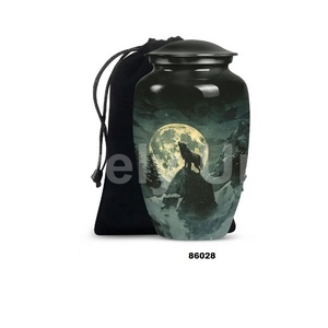 Urne adulte de crémation hurlante de loup unique de vente chaude pour les cendres humaines avec le couvercle et le sac libre de velours - Product Image 4